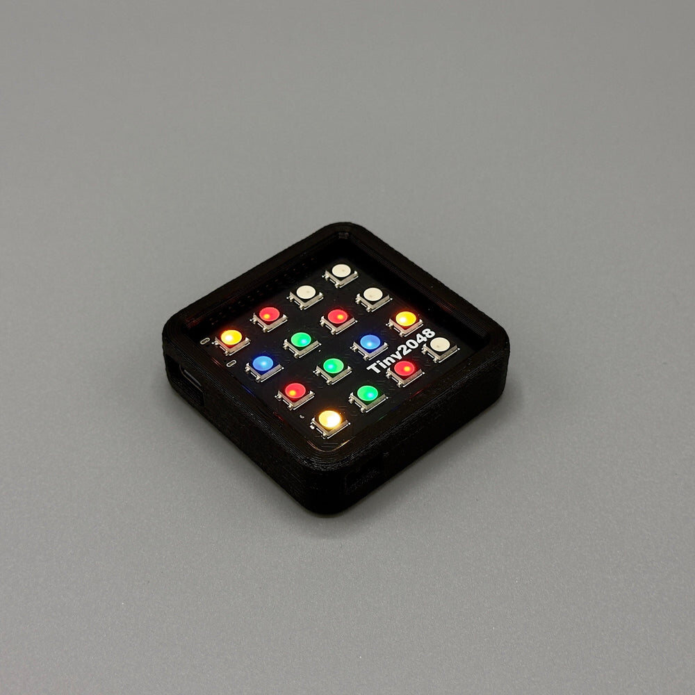 The Tiny2048 board showing a game of 2048 in colourful tiles.